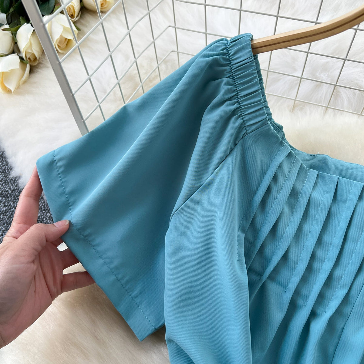 Square Collar Pleated Fairy Dress