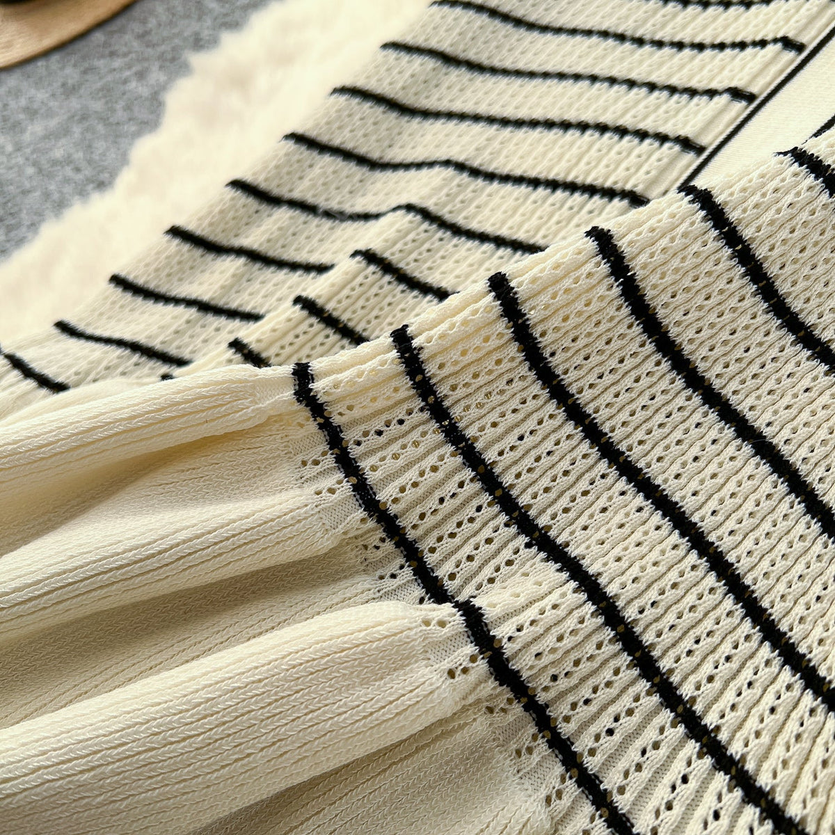 Vintage Striped Elastic Knit Dress