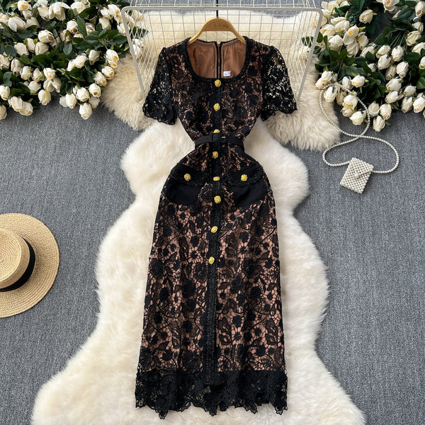 Elegant Delicate Embroidered Lace Dress