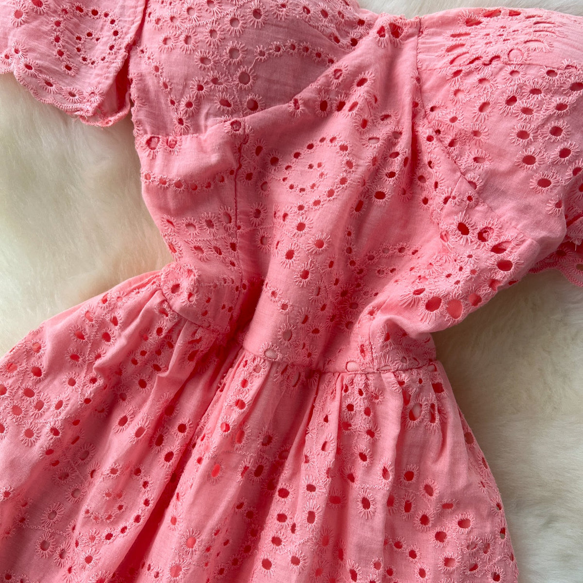 French Style Hollowed Embroidered Dress
