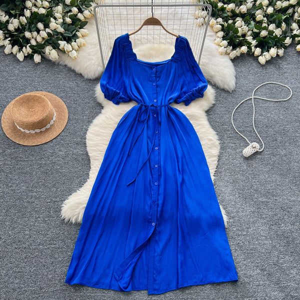 French Style Solid Color A-line Dress