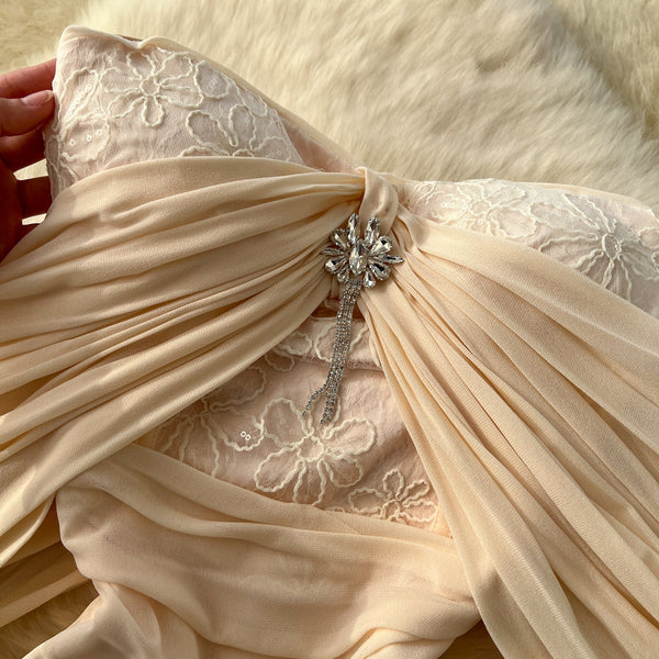 Sequined Embroidered Off-shoulder Mesh Dress