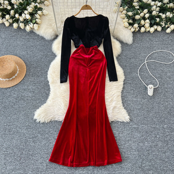 3D Floral Suede Patchwork Dress