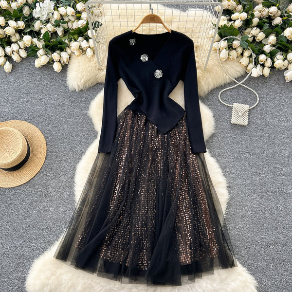 Vintage Mesh Pendulum Knitted Dress