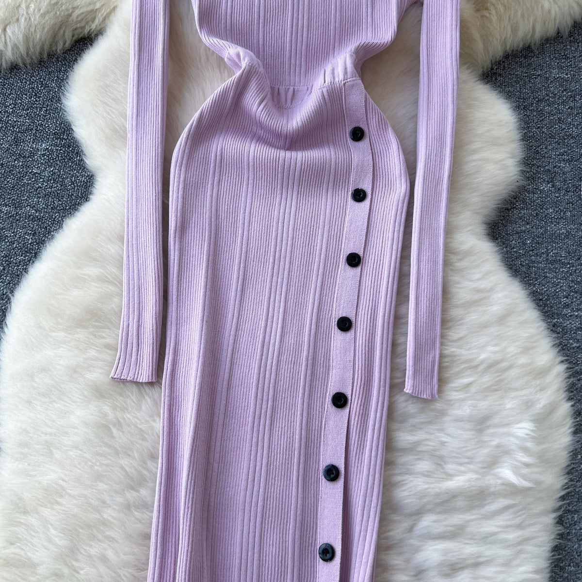 Niche Lapeled Waist-slimming Knitted Dress