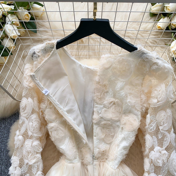 3D Floral Patchwork Mesh Dress