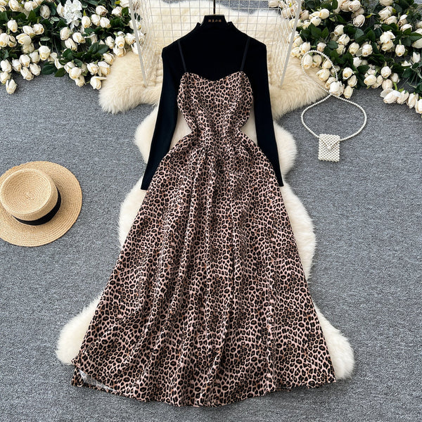 Jacquard Dress&Black Sweater Courtly 2Pcs