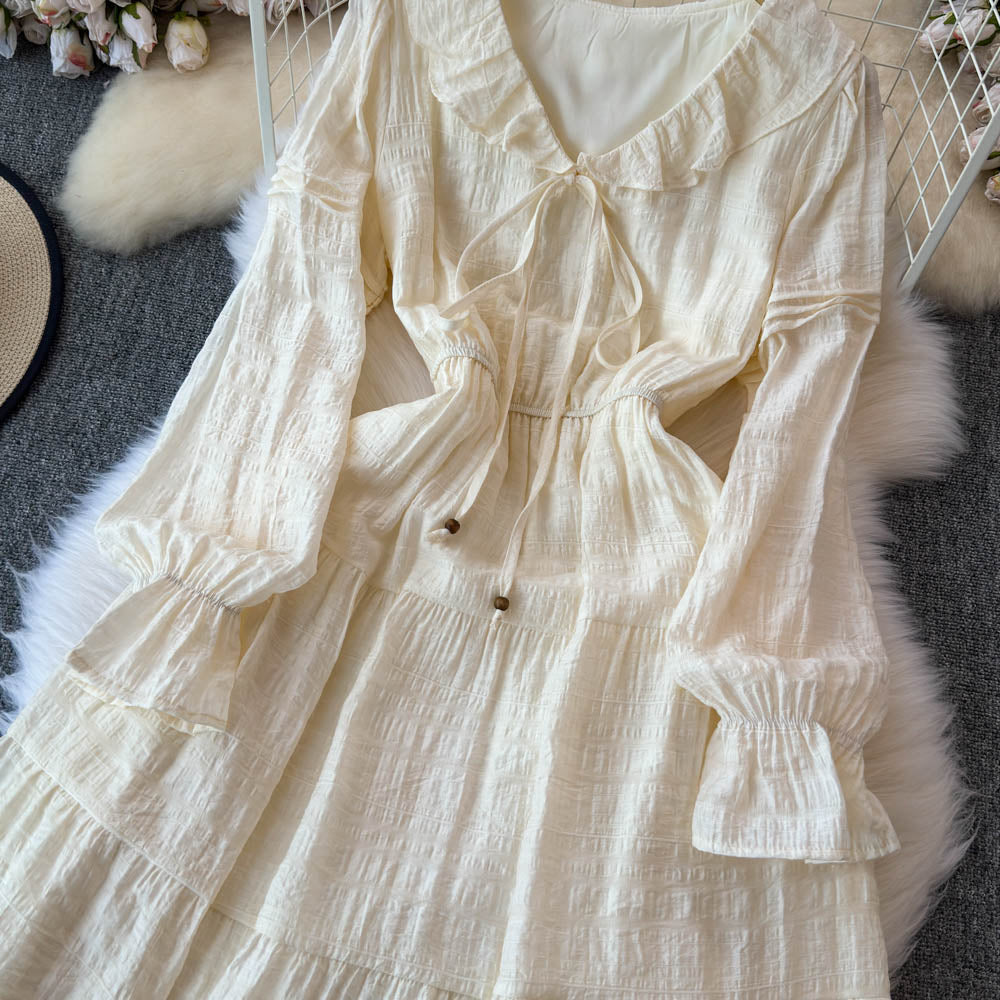 Vintage Vest&Lace-up Dress 2Pcs