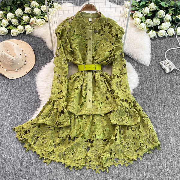 Premium Lace Patchwork A-line Dress