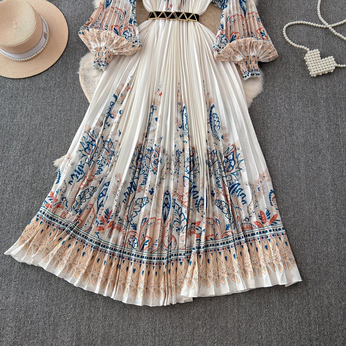 Courtly Floral Printed A-line Dress