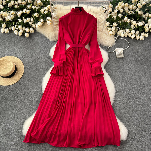 Solid Color Lace-up Shirt Dress