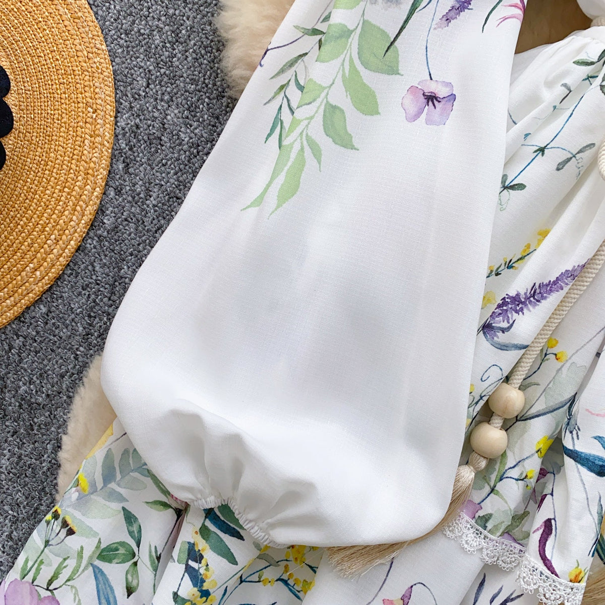 Stand Collar Floral Printed Shirt Dress