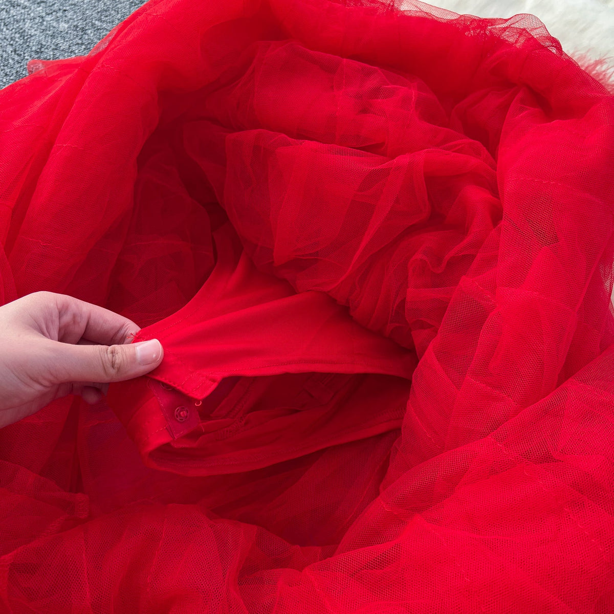 Strapless See-through Mesh Puffy Dress