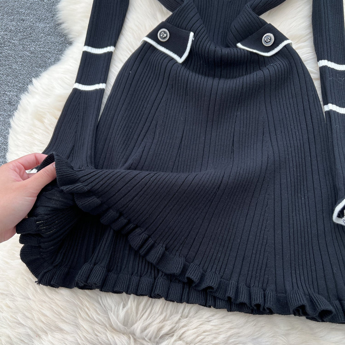 Vintage Polo Collar Knitted Dress