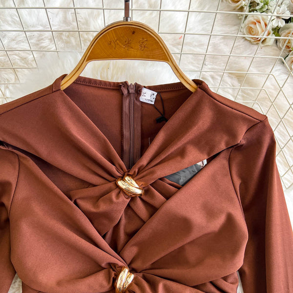 Niche Twisted Knots Pleated Dress