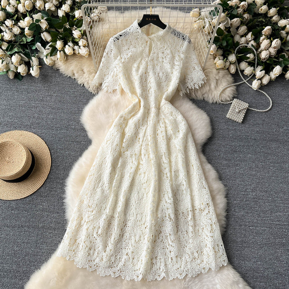 Retro Floral Crochet Lace Dress