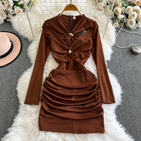 Niche Twisted Knots Pleated Dress