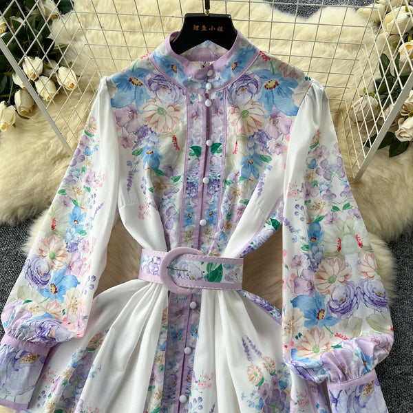 Vintage Floral Shirt Dress with Belt