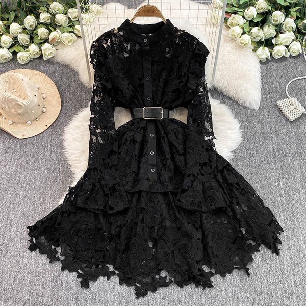 Premium Lace Patchwork A-line Dress