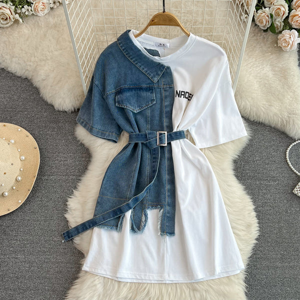 Vintage Color Blocking Patchwork Dress