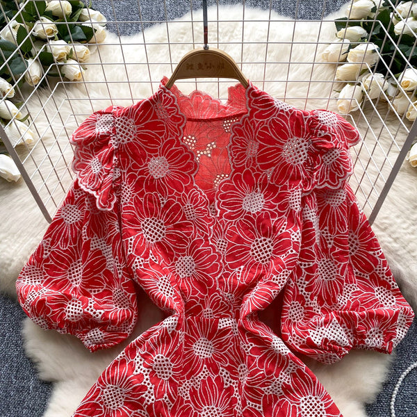 Niche Floral Embroidered Ruffled Dress