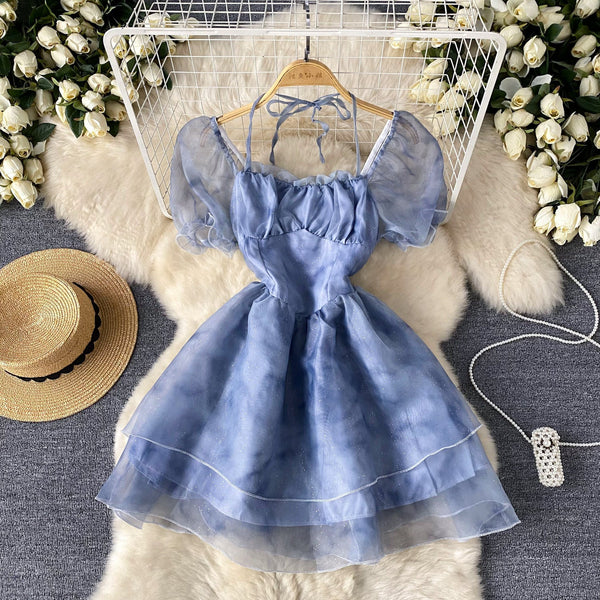Fairy Tie-dye Puffy Mesh Dress