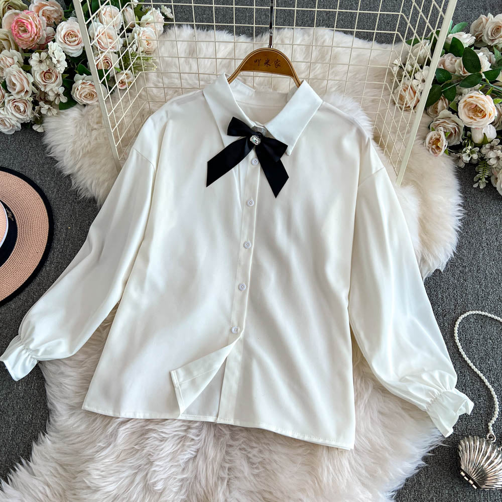 Tweed Vest Dress&White Shirt 2Pcs