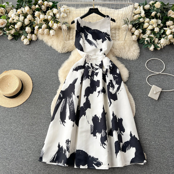 Vintage Round Collar Floral Vest Dress