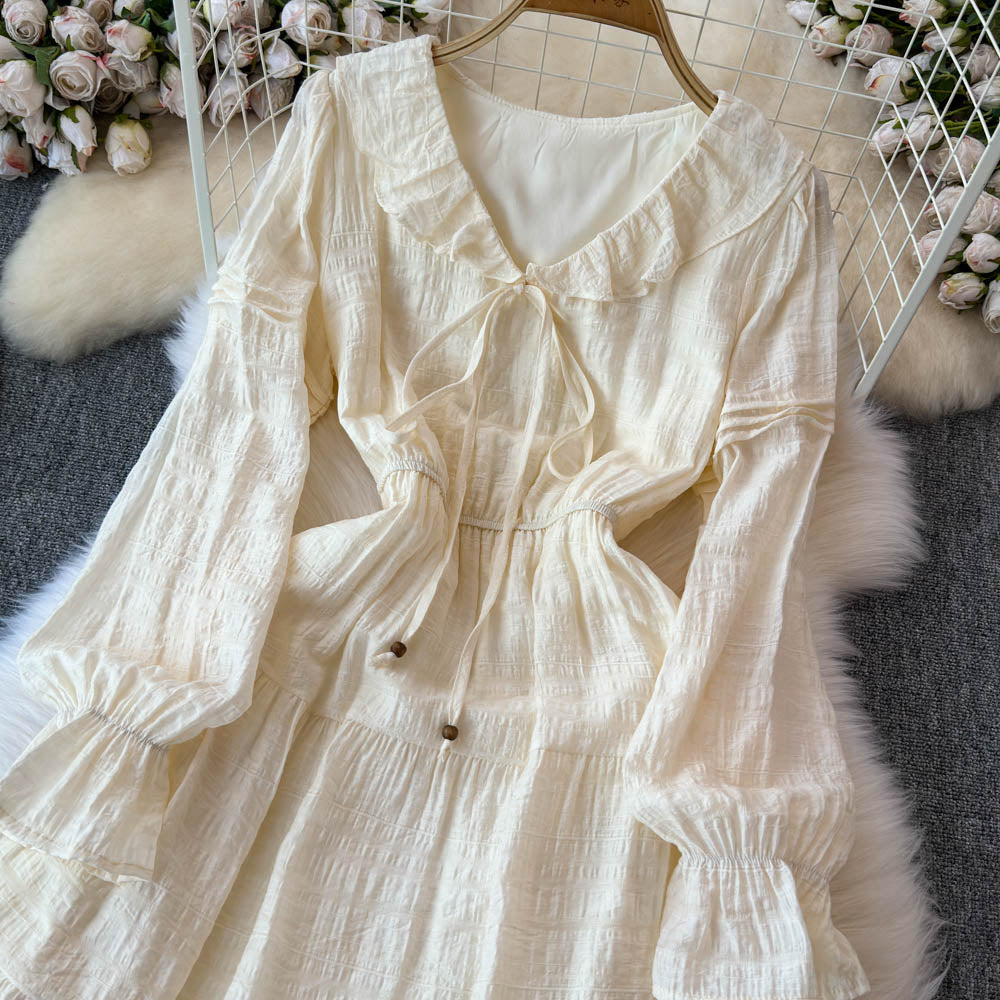 Vintage Vest&Lace-up Dress 2Pcs