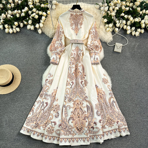 Courtly Floral Printed Draped Dress