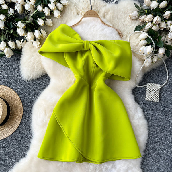 Knotted Strapless Neckline A-line Dress