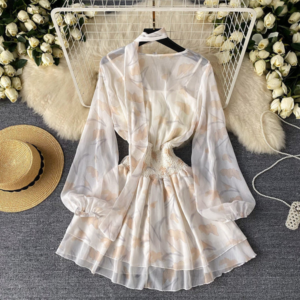 Fairy Floral Mesh Dress&Camisole 2Pcs