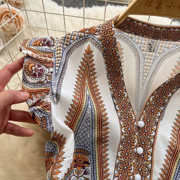 Courtly Floral Printed Shirt Dress