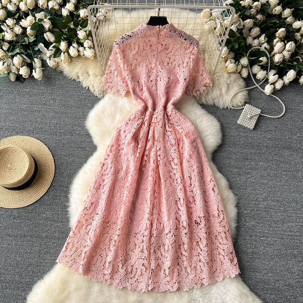 Retro Floral Crochet Lace Dress