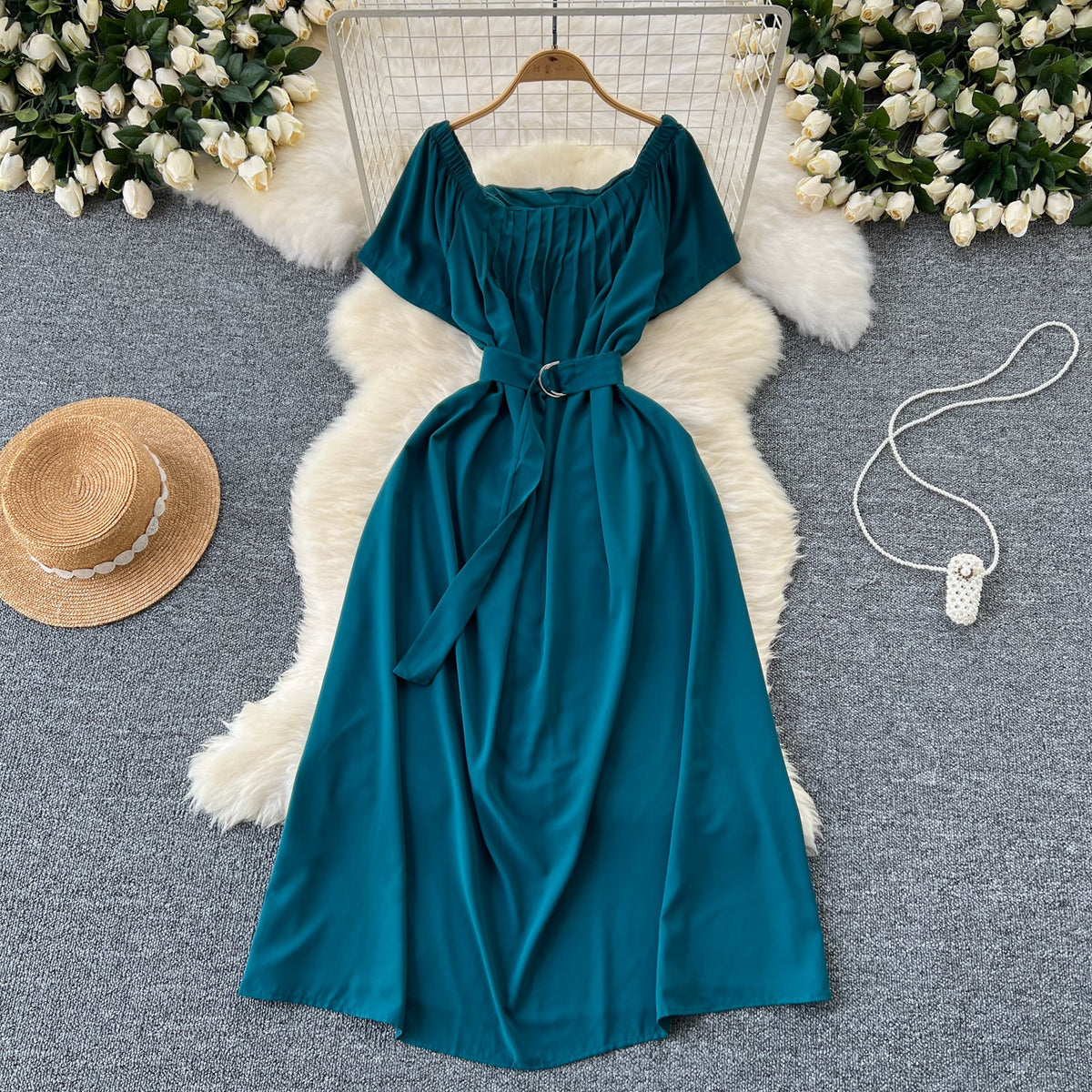 Square Collar Pleated Fairy Dress