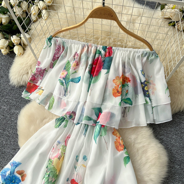 Fairy Off-shoulder Ruffled Floral Dress