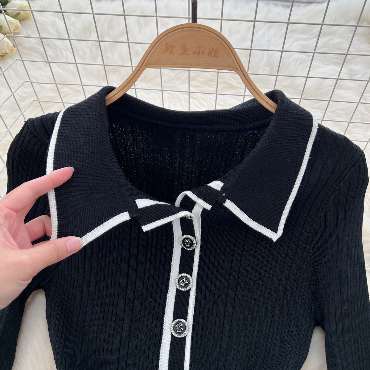 Vintage Polo Collar Knitted Dress