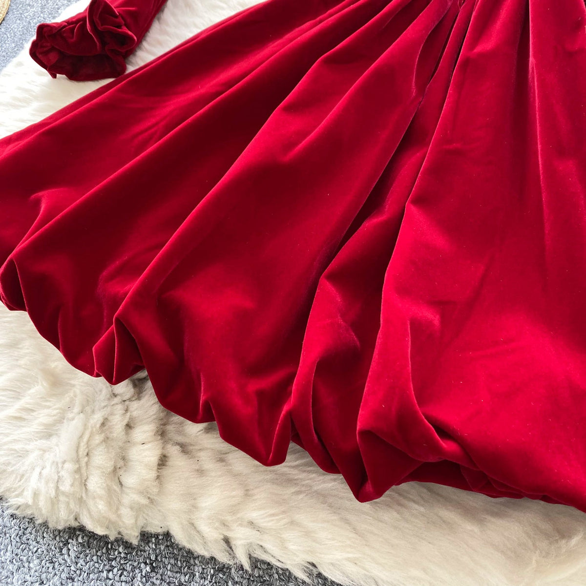 Puffy Cape & Suede Slip Dress 2Pcs