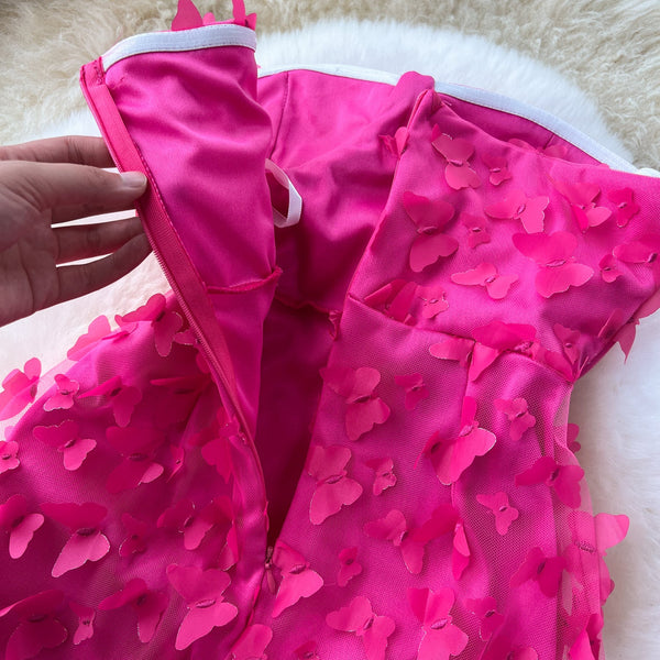 3D Butterfly Embroidered Off-shoulder Dress