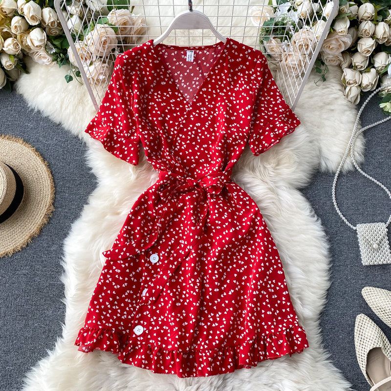 Cutie V-neck Polka Dot Printed Dress