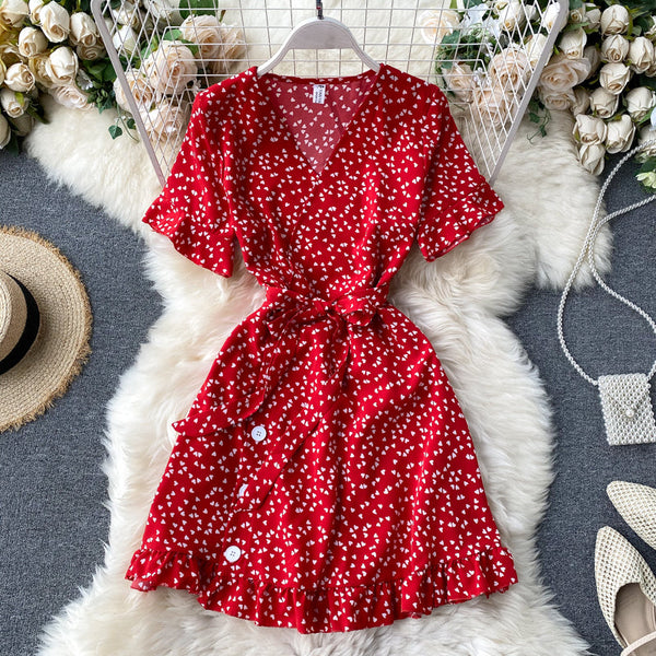 Cutie V-neck Polka Dot Printed Dress