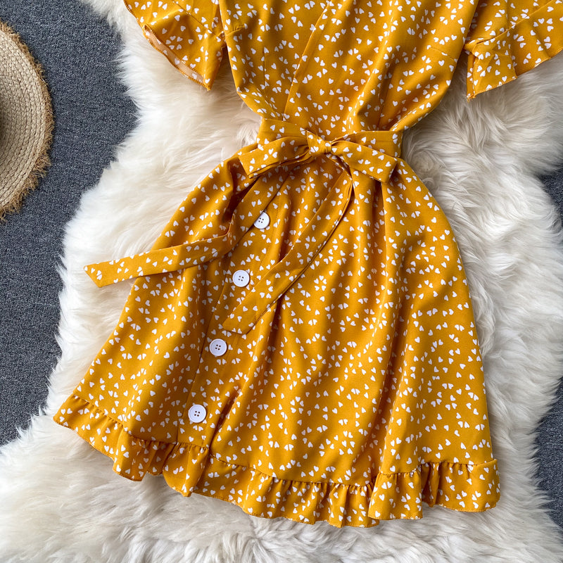 Cutie V-neck Polka Dot Printed Dress