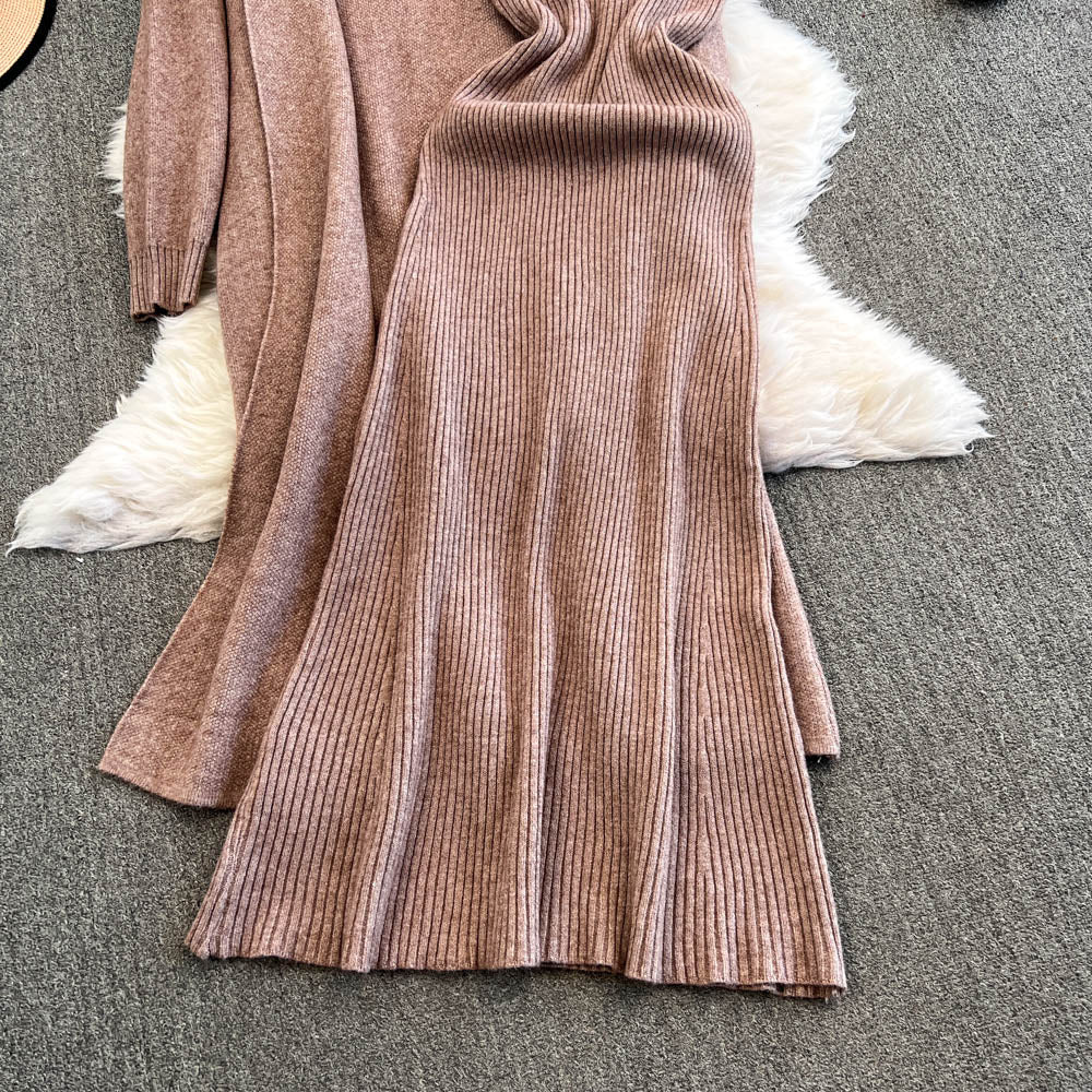 Openwork Cardigan&Vest Dress 2Pcs
