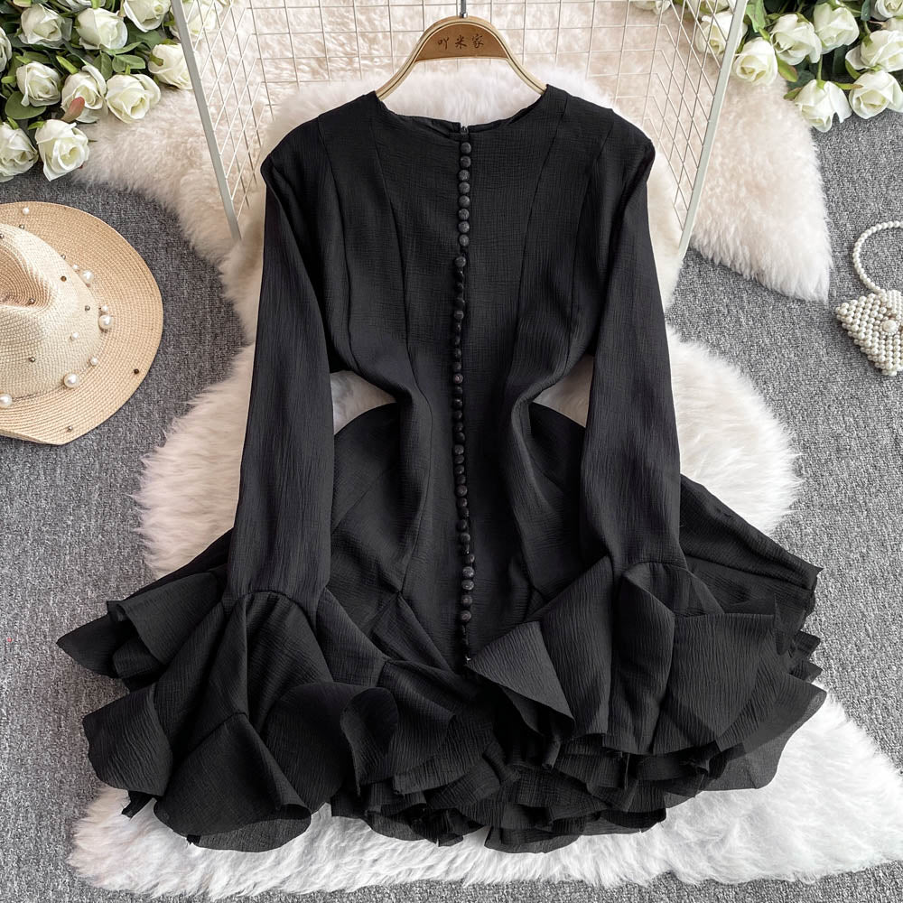 Round Collar Ruffled Pendulum Dress