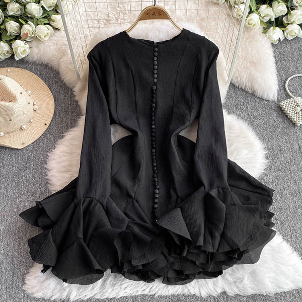 Round Collar Ruffled Pendulum Dress