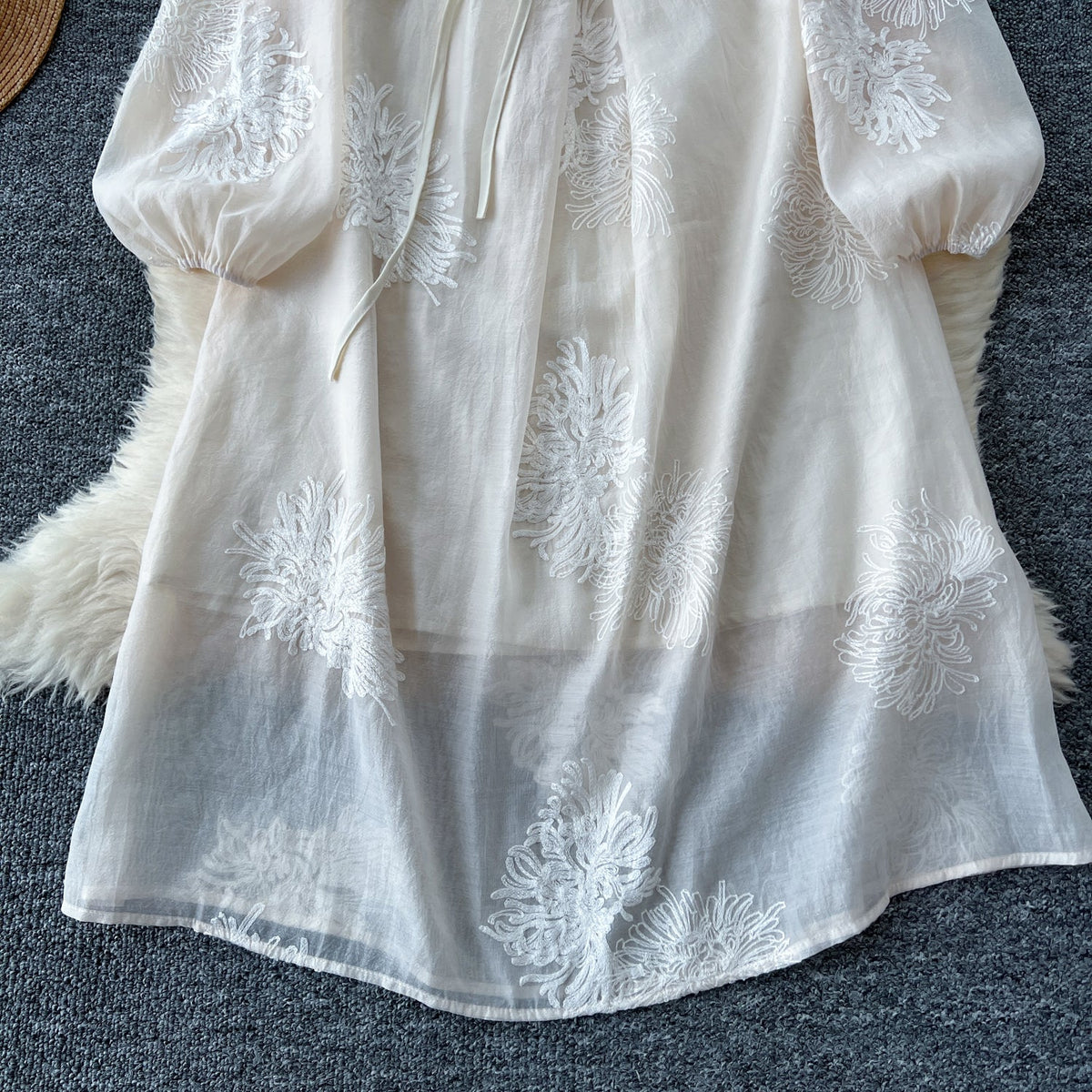 Fairy Lace-up Floral Embroidered Dress