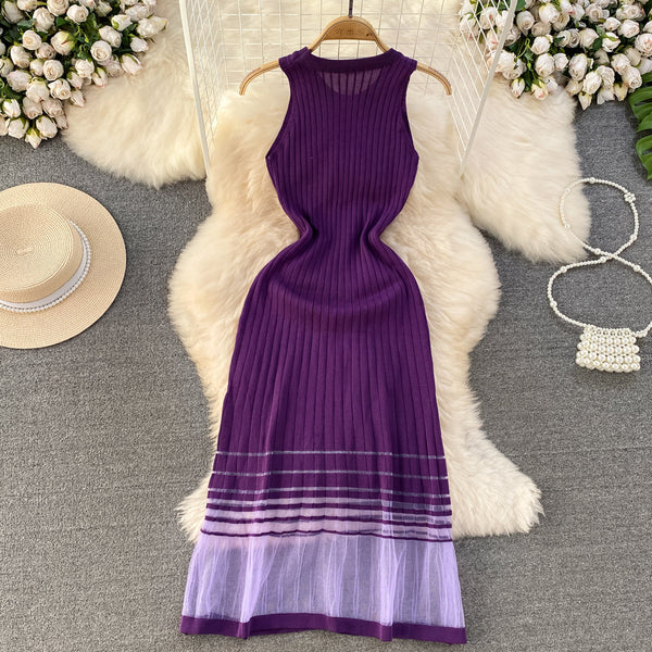 Elegant Mesh Patchwork Knitted Dress