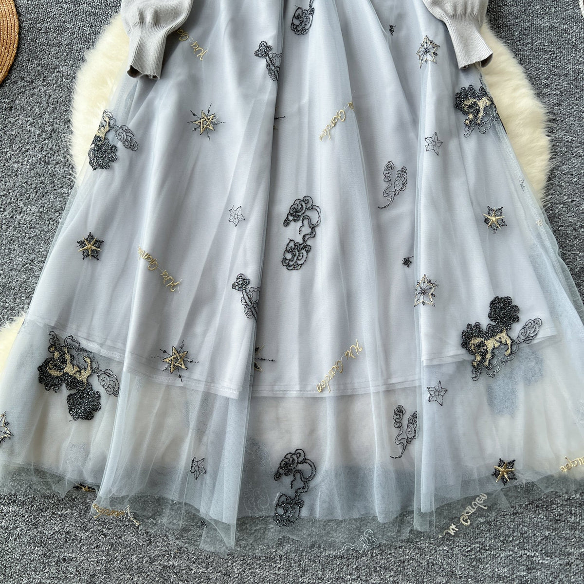 Fairy Embroidered Mesh Shirt Dress