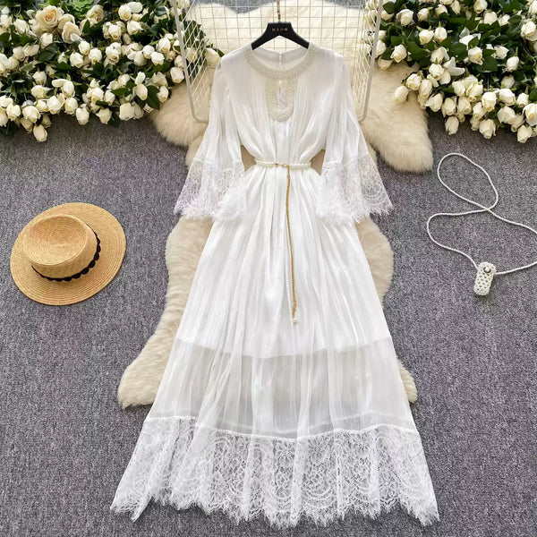 Rhinestone Studded Mesh Patchwork Dress