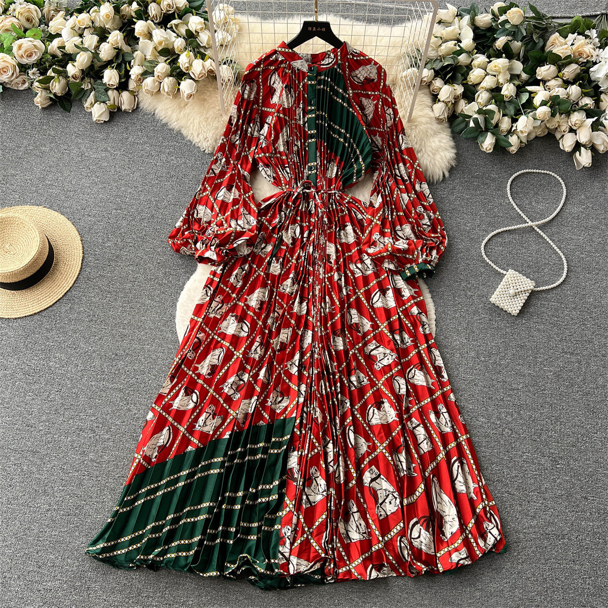 Crew Neck Floral Printed Shirt Dress